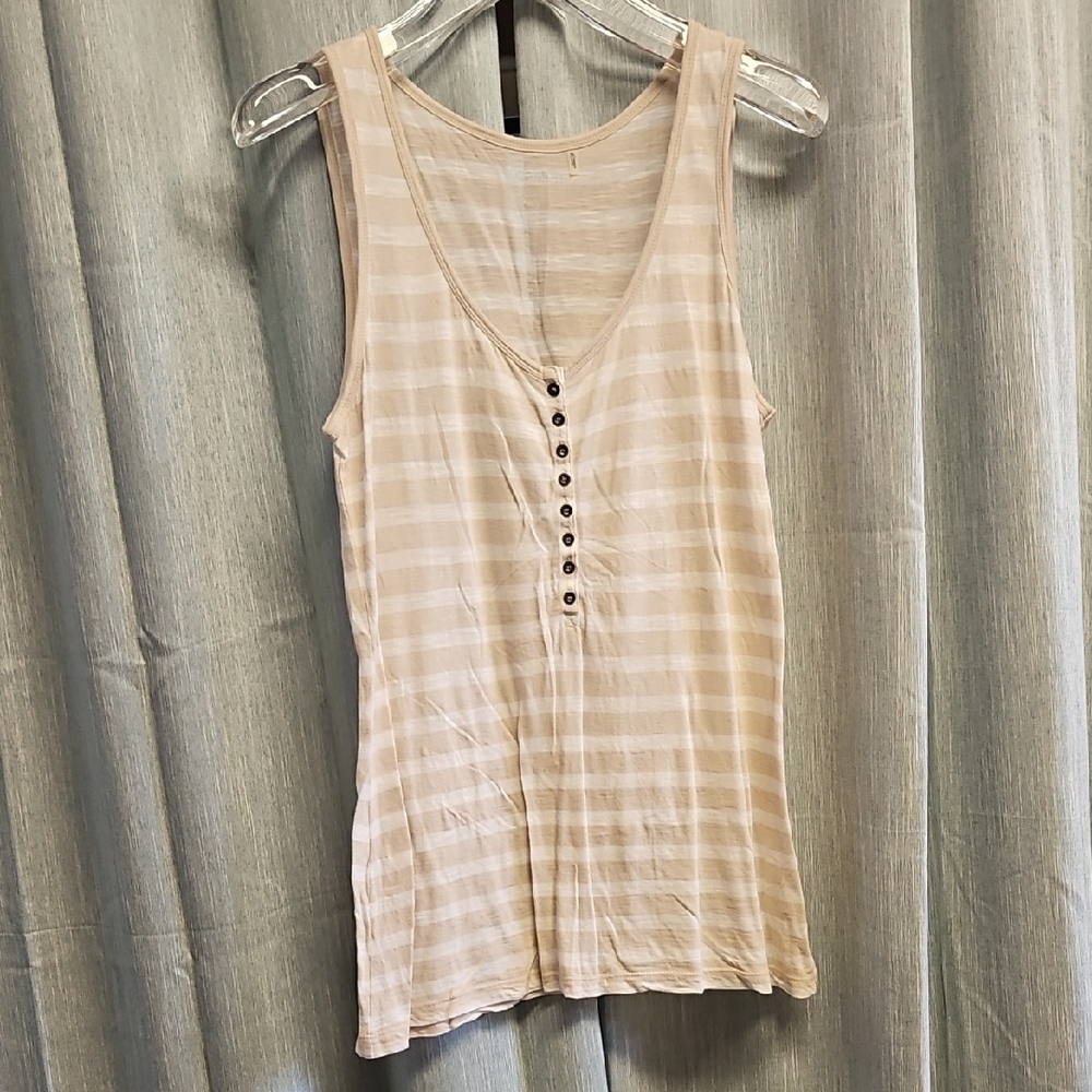 Cream Buttoned Fitted Tank Top